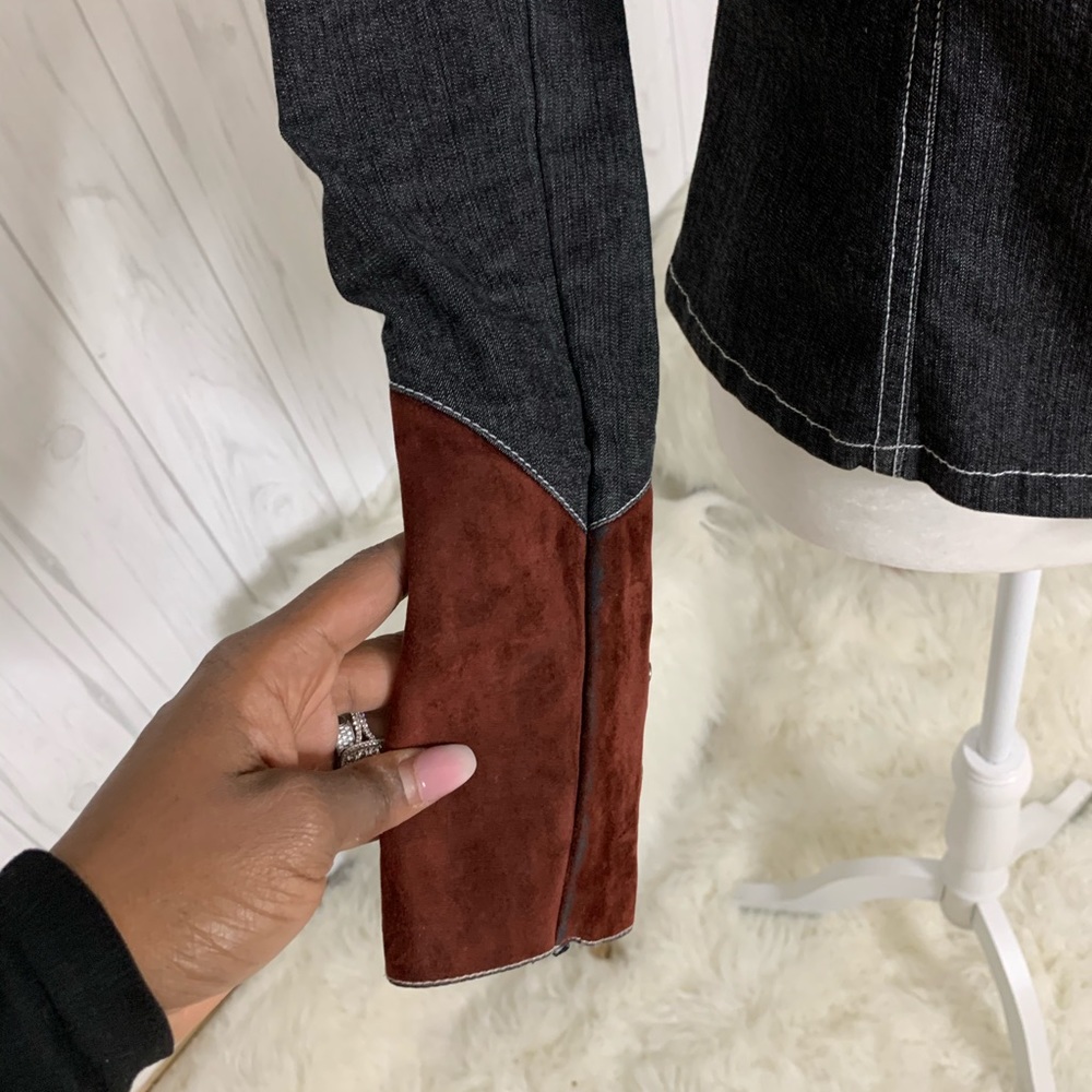 Black denim and brown suede jacket - Picture 3 of 3
